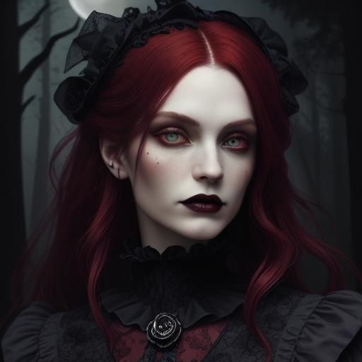 Eerie Gothic Portrait of a Vampire in Moonlight