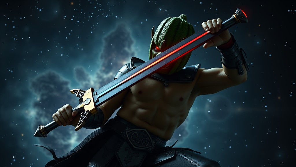 Pickle Cucumber Bodybuilder in Galaxy Nebula