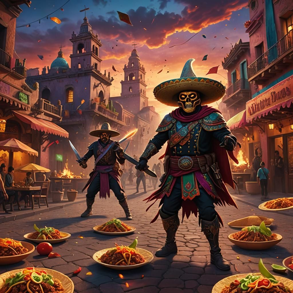 Evil Taco Attacks Taco Family in Mexican Square