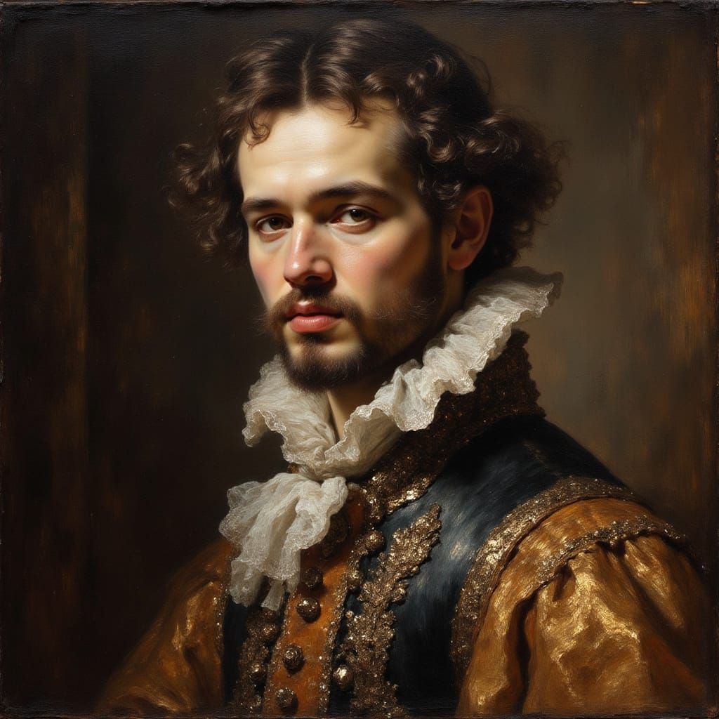 Dramatic Portrait of a Man in Rembrandt Style
