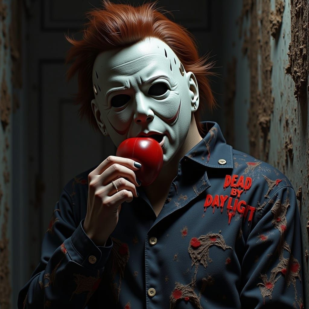 Michael Myers Enjoys an Apple, in Surrealist Style