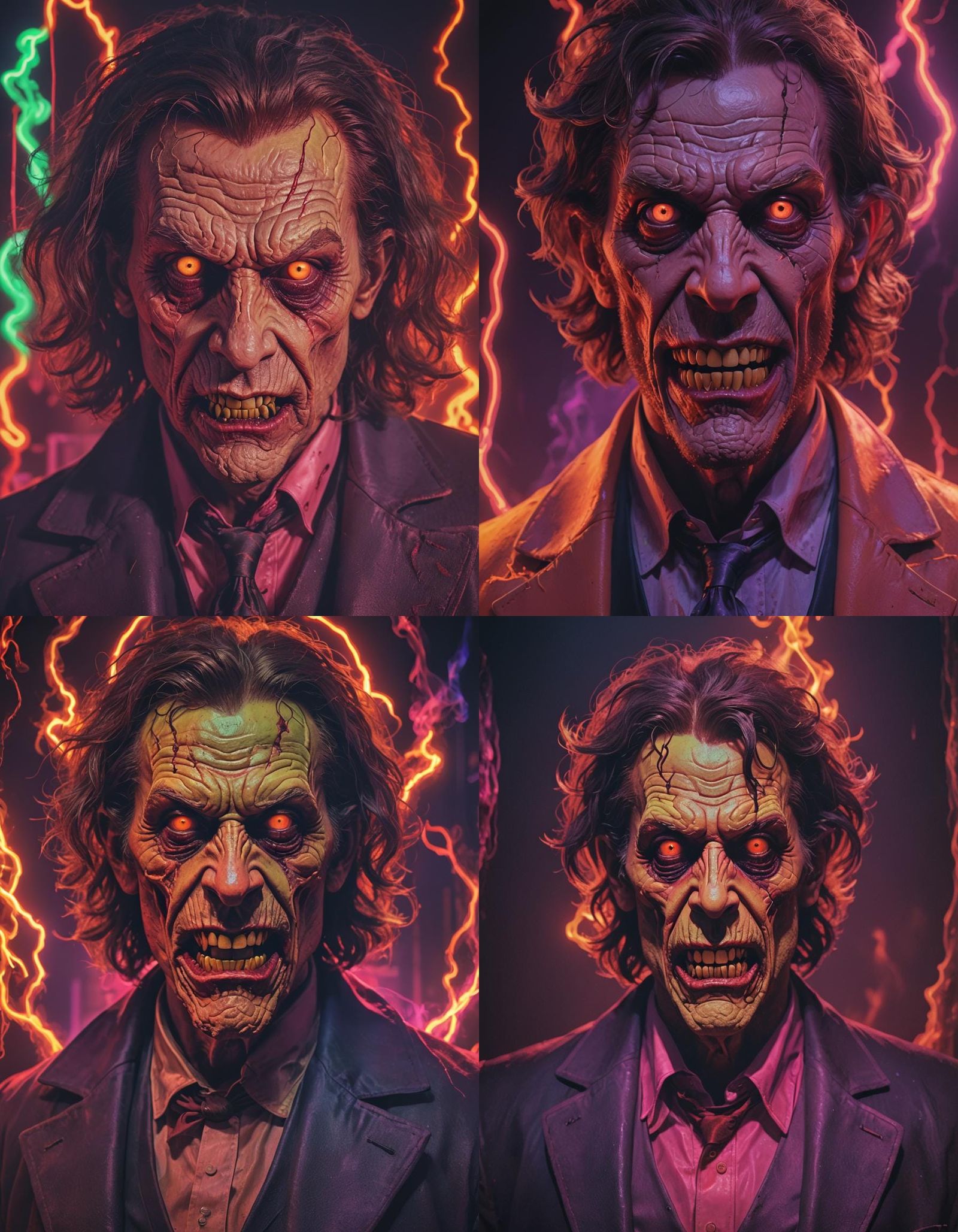 Transformation into-Mr Hyde most evil and vile. 
split-complementary colors warm colors movie poster,mixed media, volume...