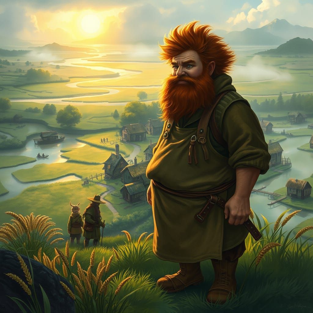 Serene Burrowlands Landscape in Whimsical Watercolor Style