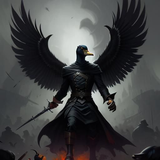 Sinister Dark Mallard Duck, Dark Fantasy Art