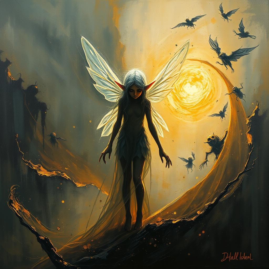 Ethereal Fairy Elf in Impasto Dark Fantasy Style