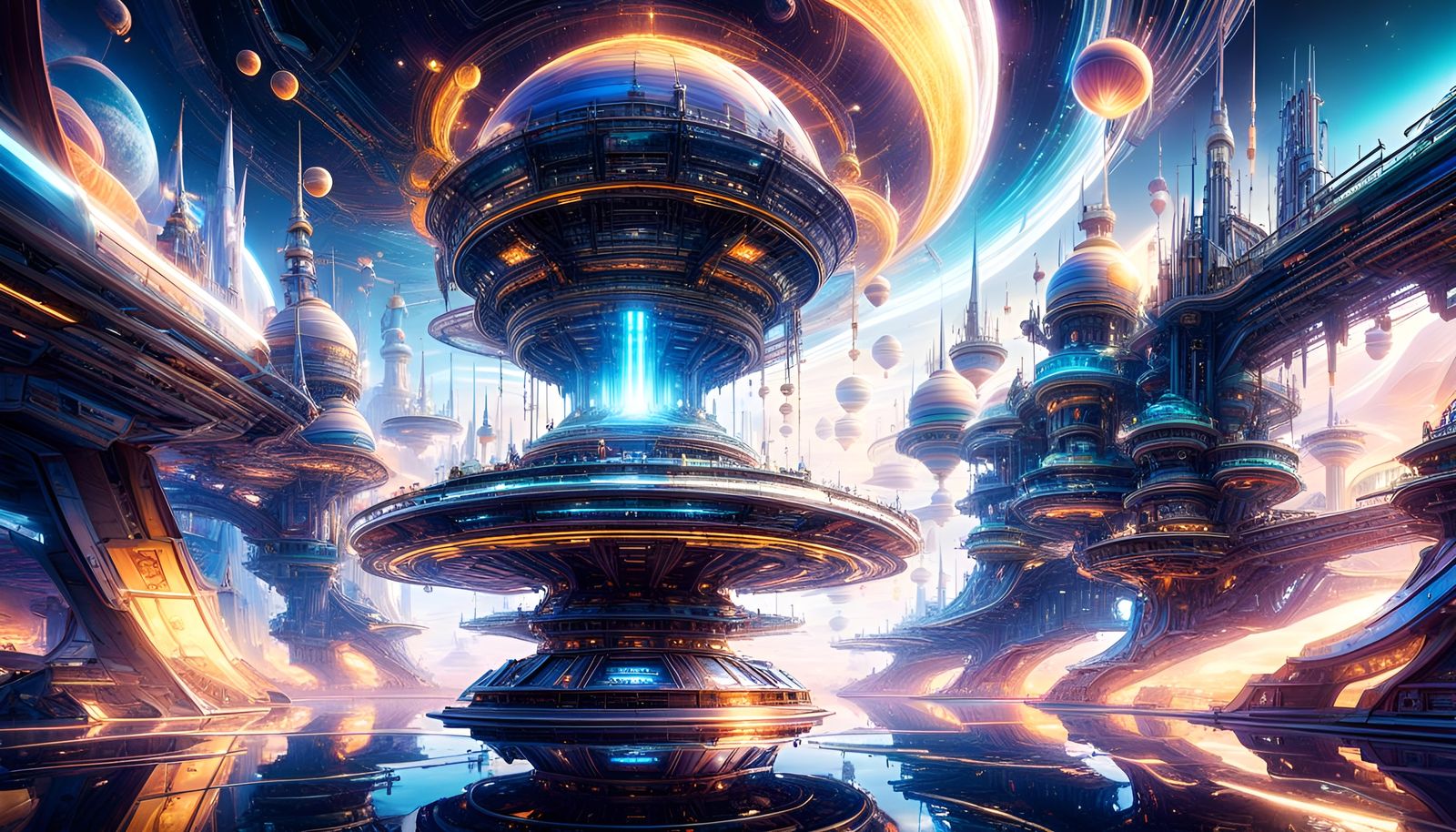 Luminescent Technology Inside a Spaceship in 8K