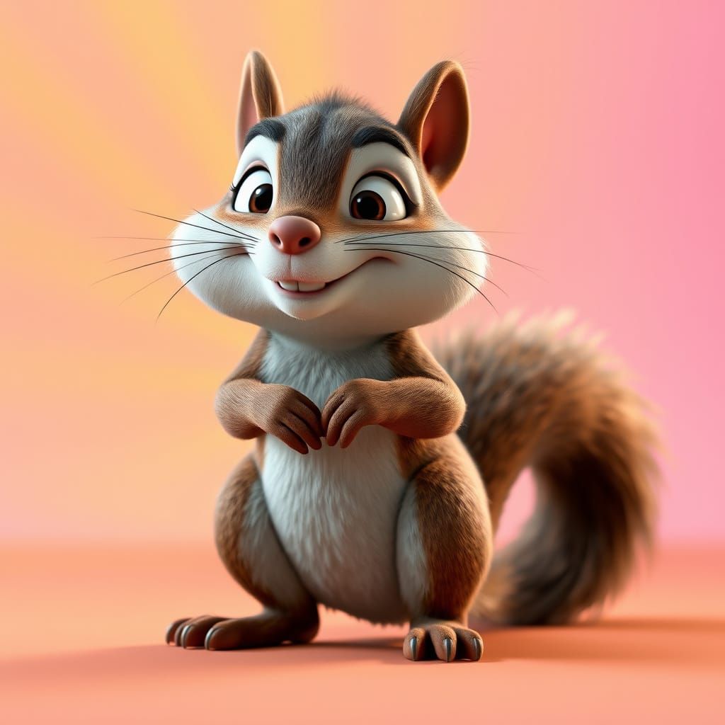 Mischievous Squirrel: 3D Digital Art