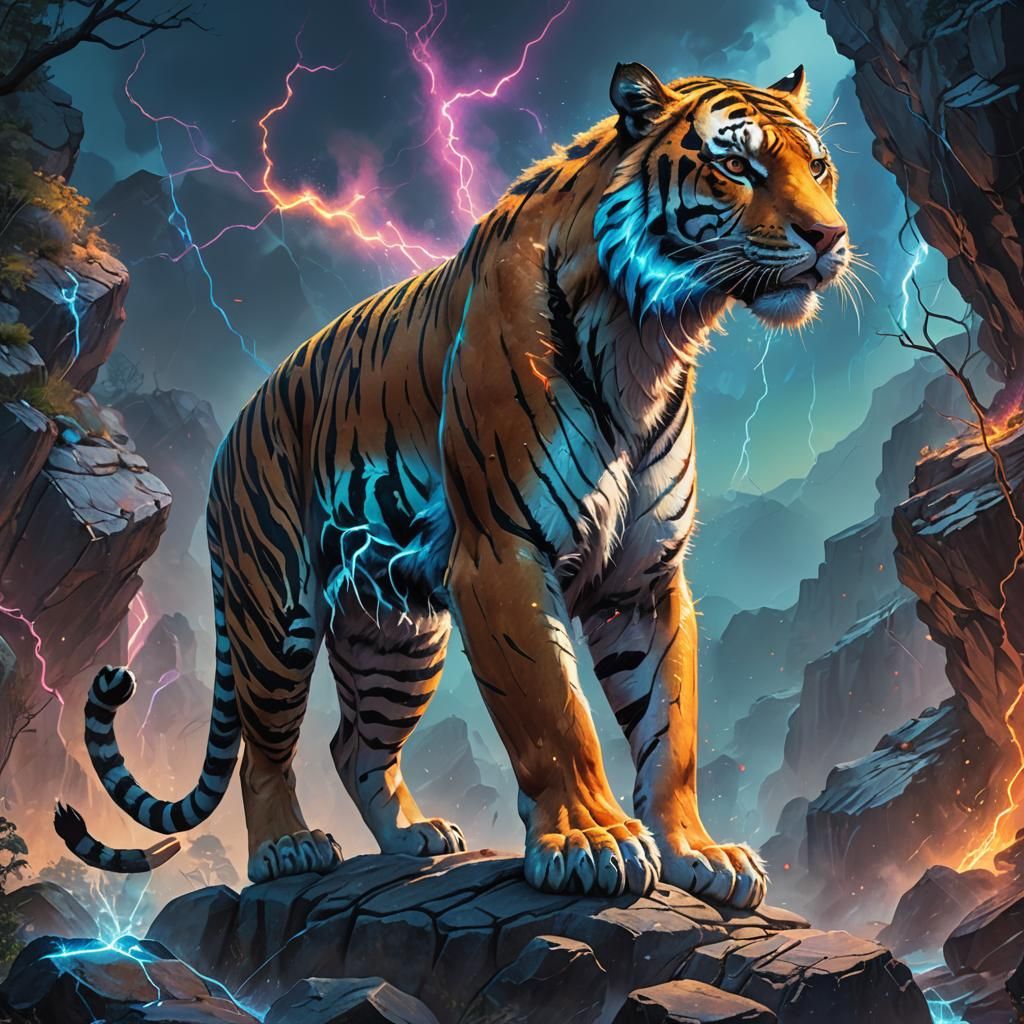 Electric Tiger Concept Art in Triadic Colors