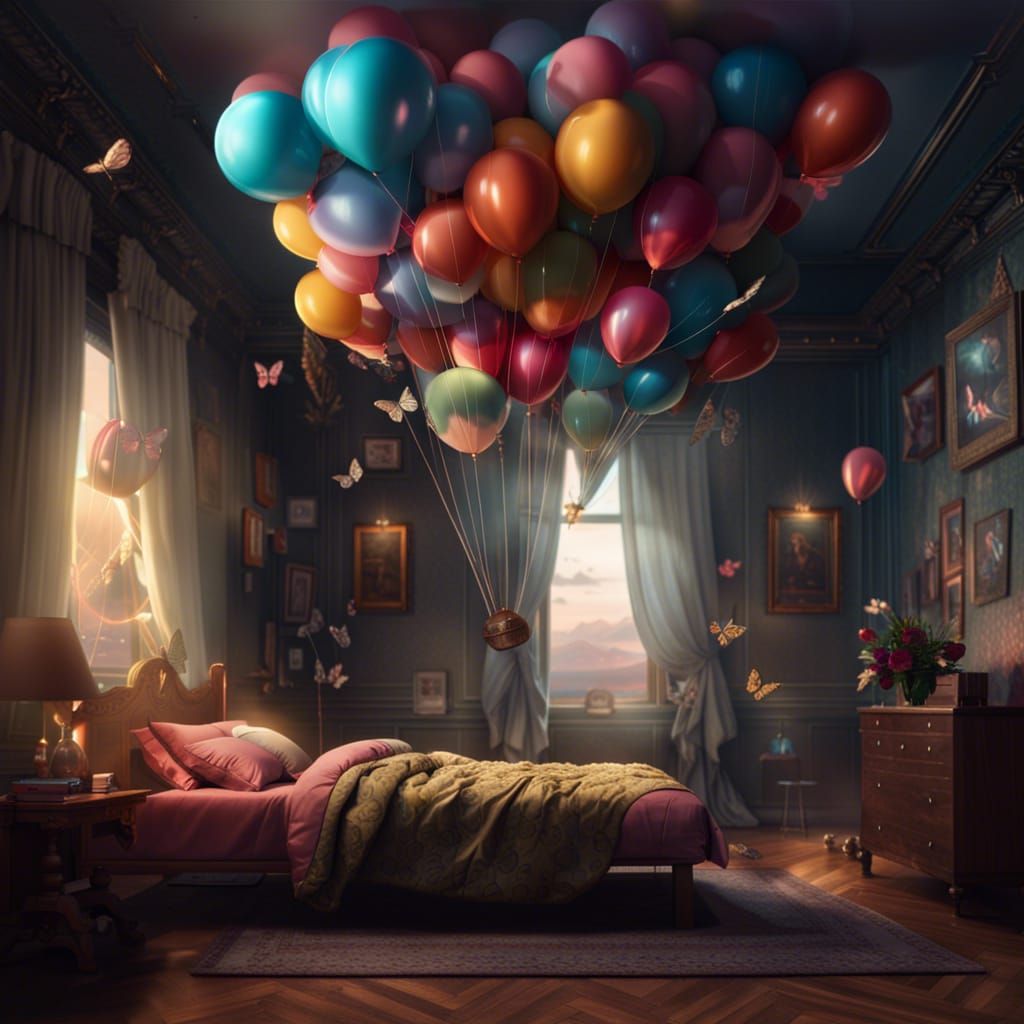 Fairytale Bedroom with Butterfly in Digital Painting