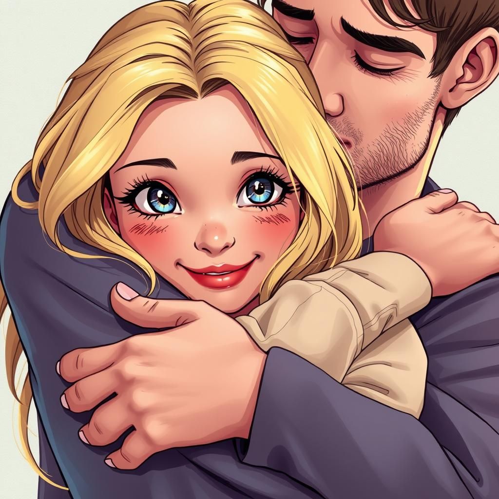 Loving Embrace: Hyper-Realistic Comic Art Portrait