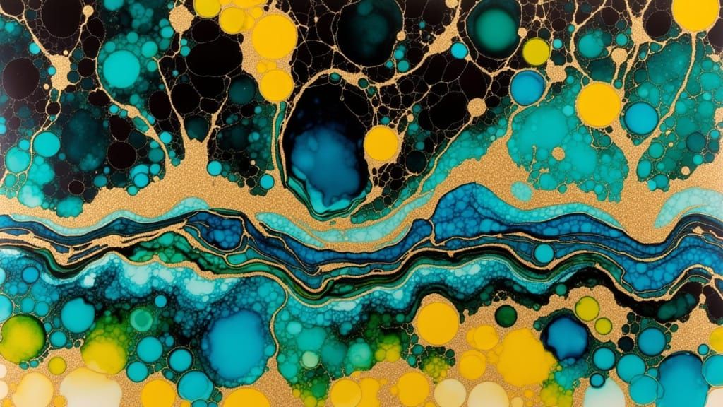 Vibrant Alcohol Inks Art with Wild Brushstrokes