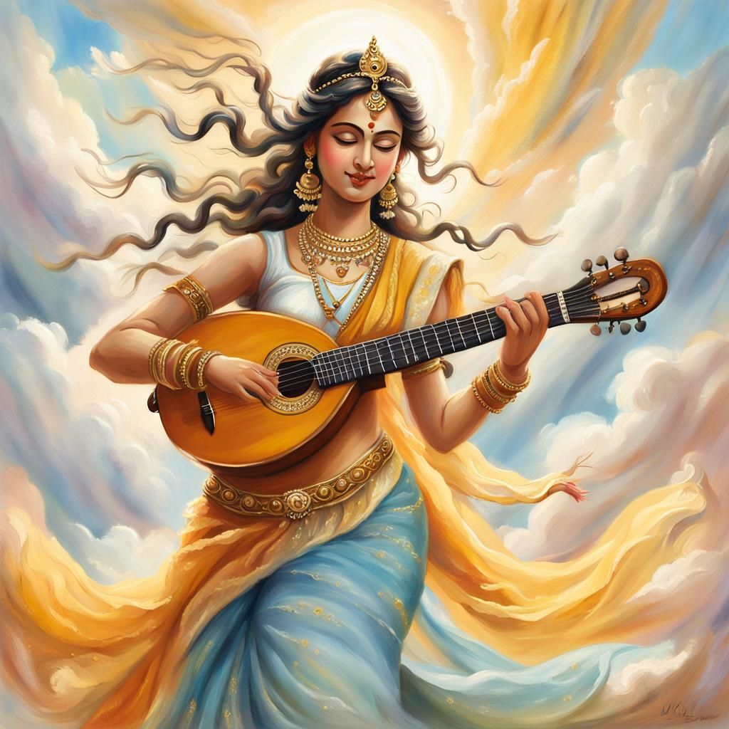 Saraswati as Belly Dancer in Baroque Painting