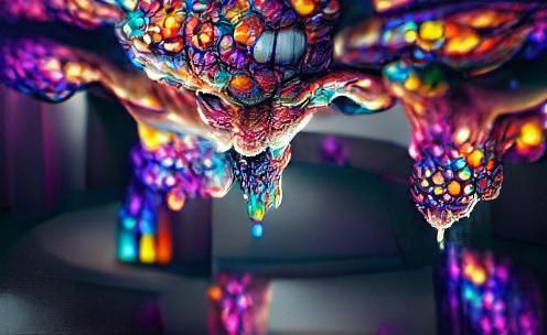 Psychedelic Dripping Sculpture in Prismatic Colors