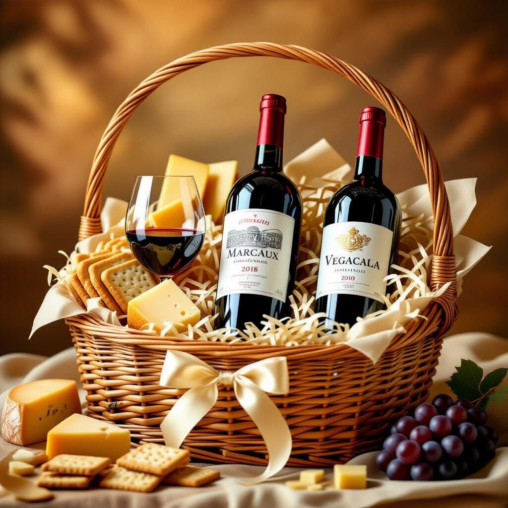 Luxury Wine Hamper in Impressionist Style