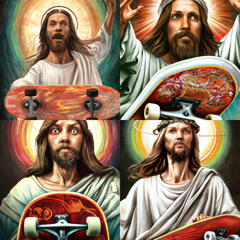Jesus Skateboarding: Hyperdetailed Religious Art Portrait