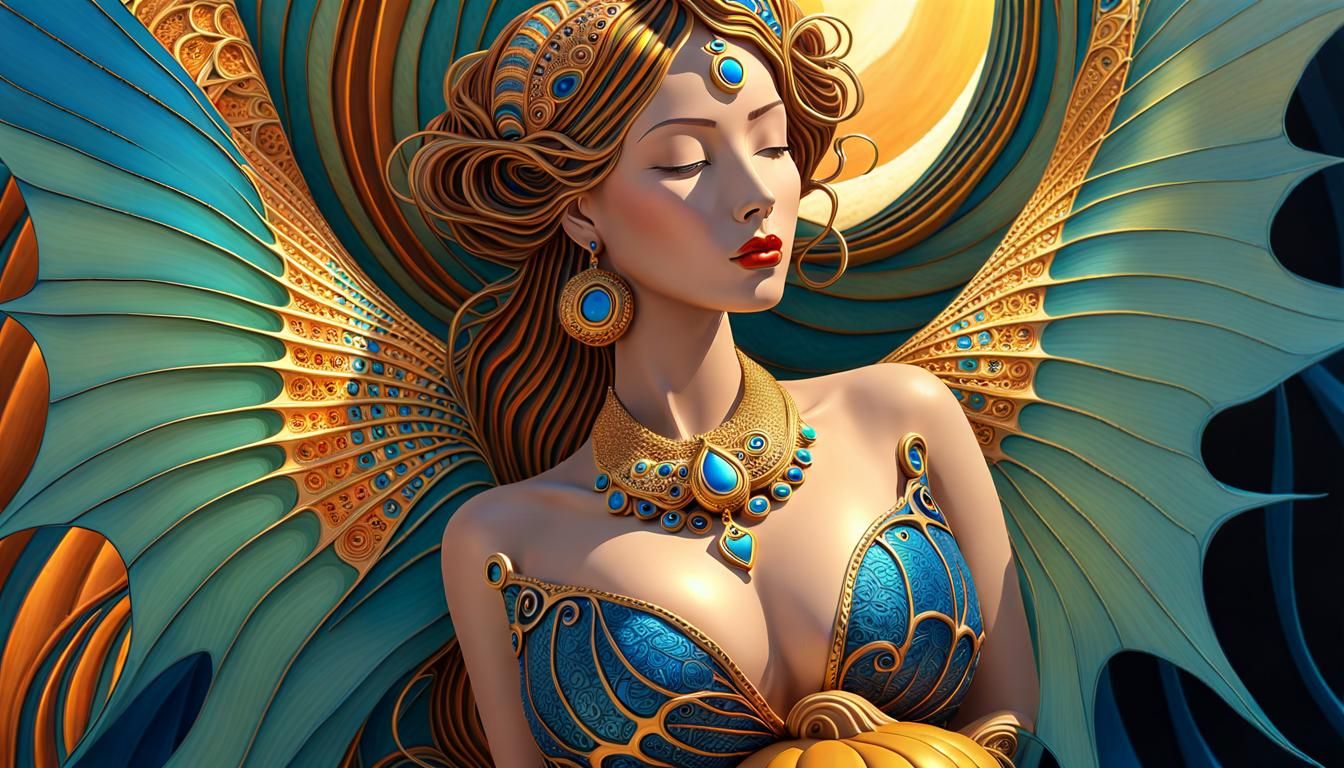 Historical Gourd Shines in Surreal Art Brut Sunset