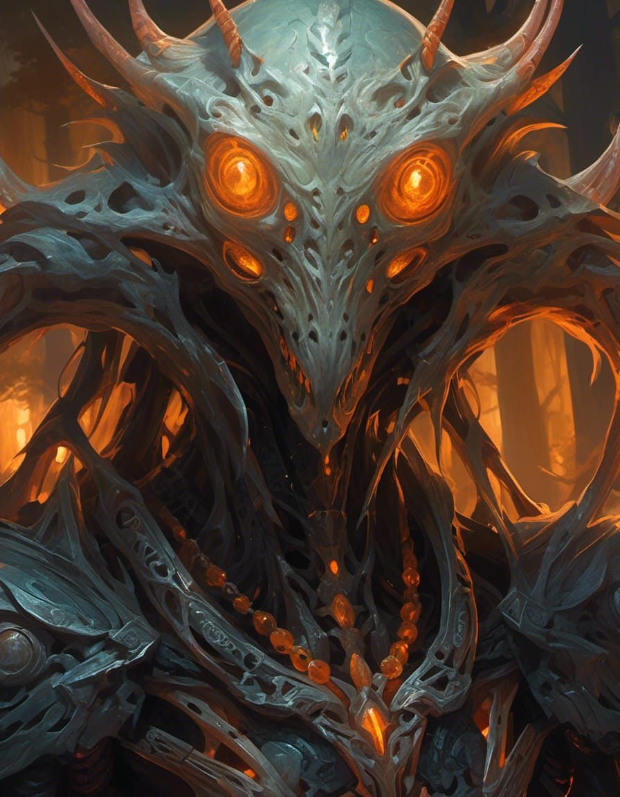 Terrifying Translucent Alien Portrait in Acrylic Painting St...