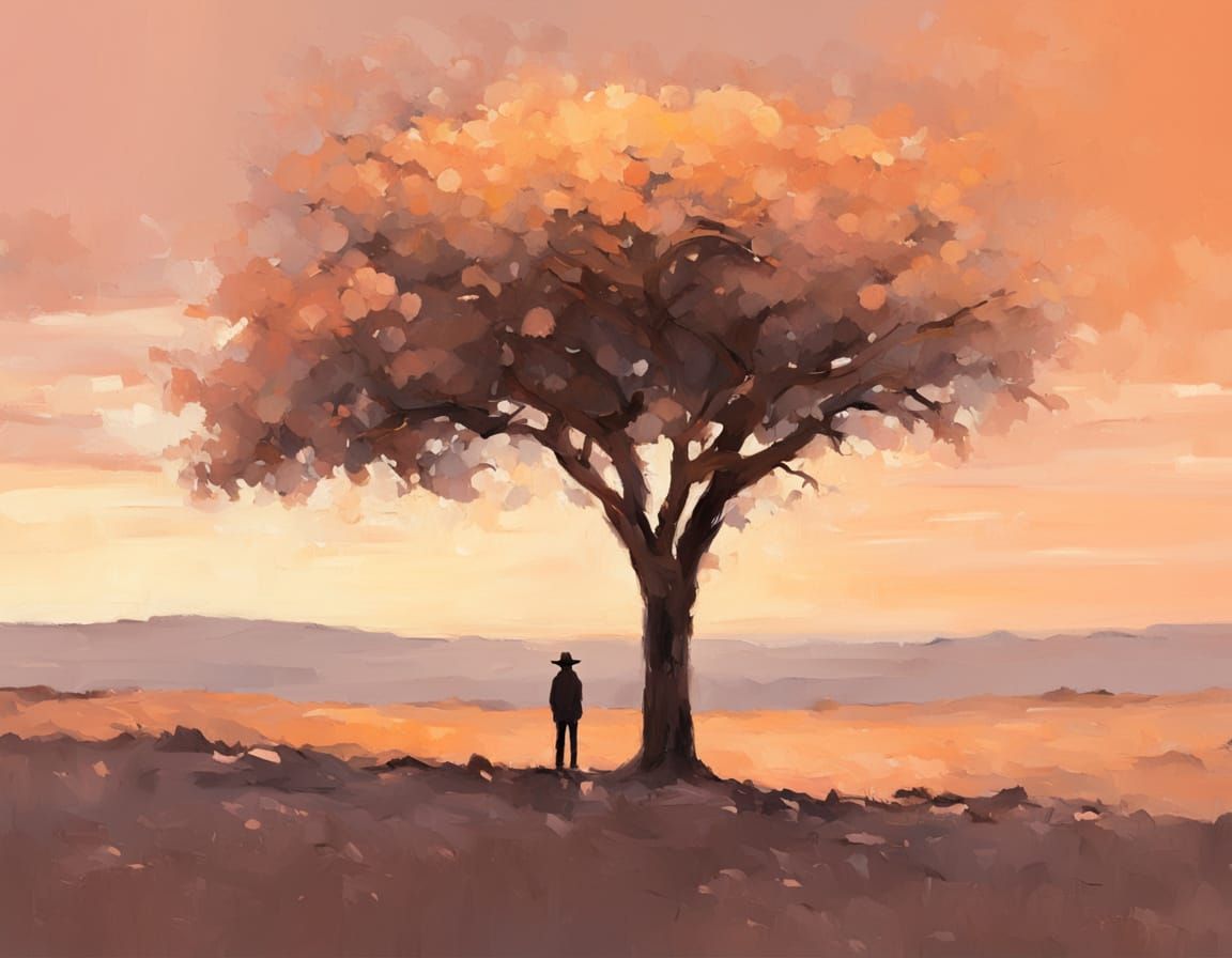 Desert Solitude: Oil Painting in Nicolas de Stael Style