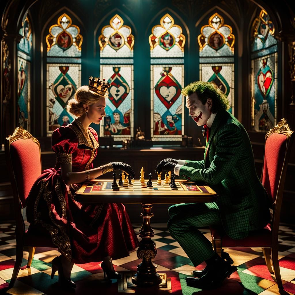 Queen of Hearts Card Game in Lavish Room