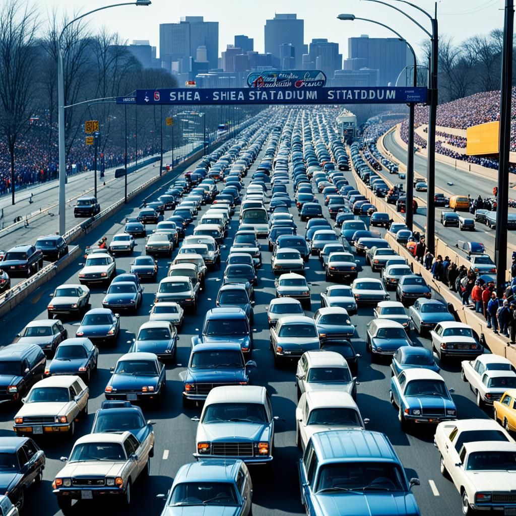 Traffic Jam Near Shea Stadium Entrance