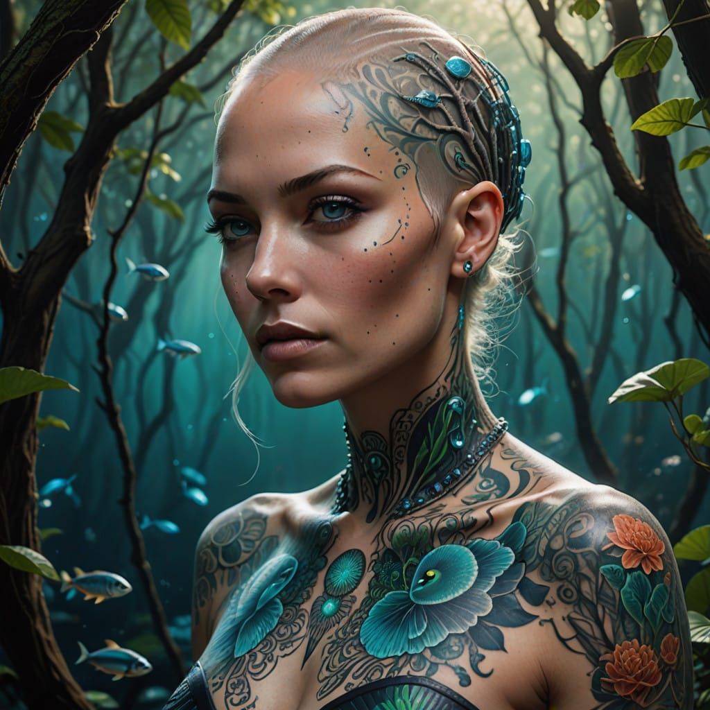 Enchanted Forest Goddess in Hyper-Realistic Tattoos