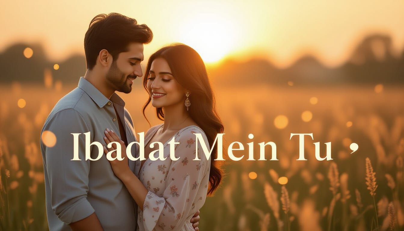 Romantic Couple at Sunset with Golden Tones