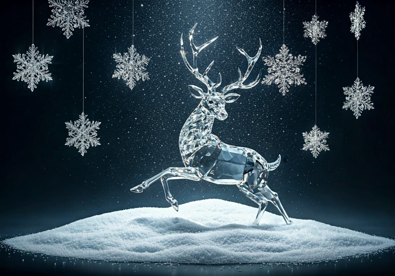 Majestic Swarovski Crystal Deer in Winter Wonderland