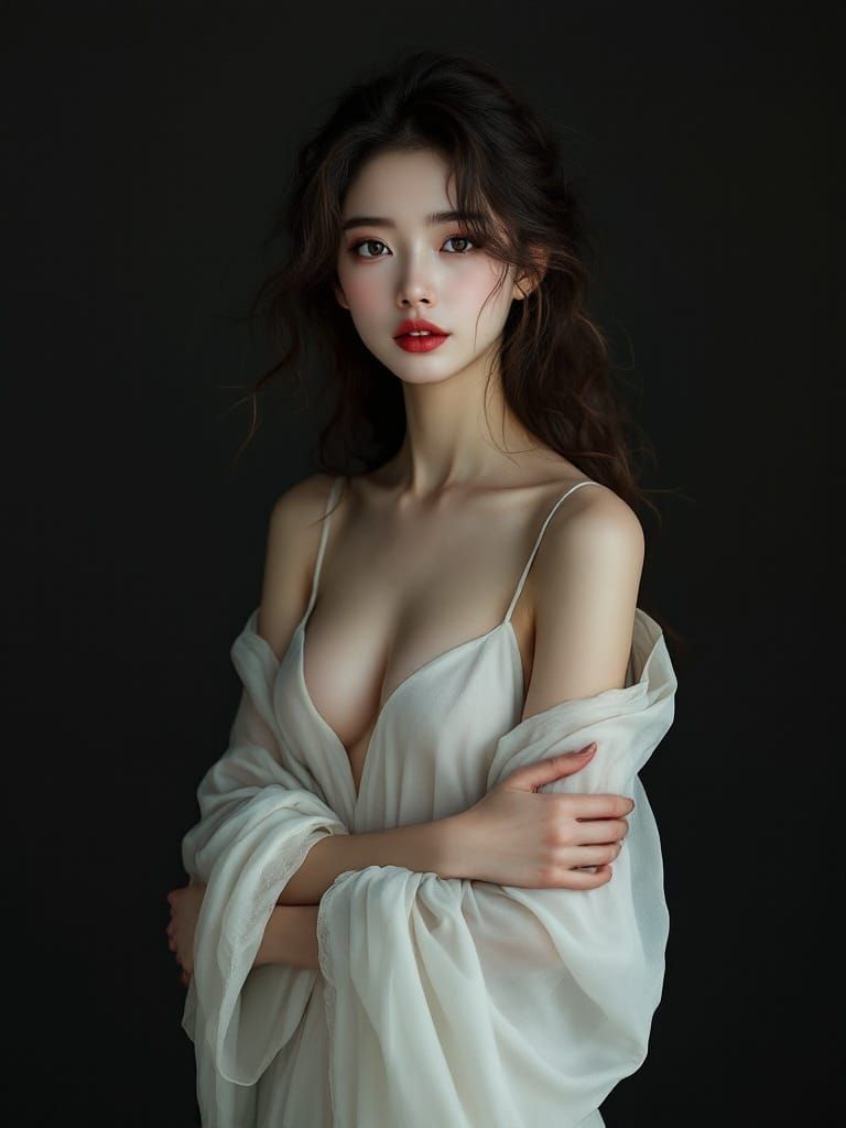 A Young Korean Woman in Elegant Desaturated Portraiture