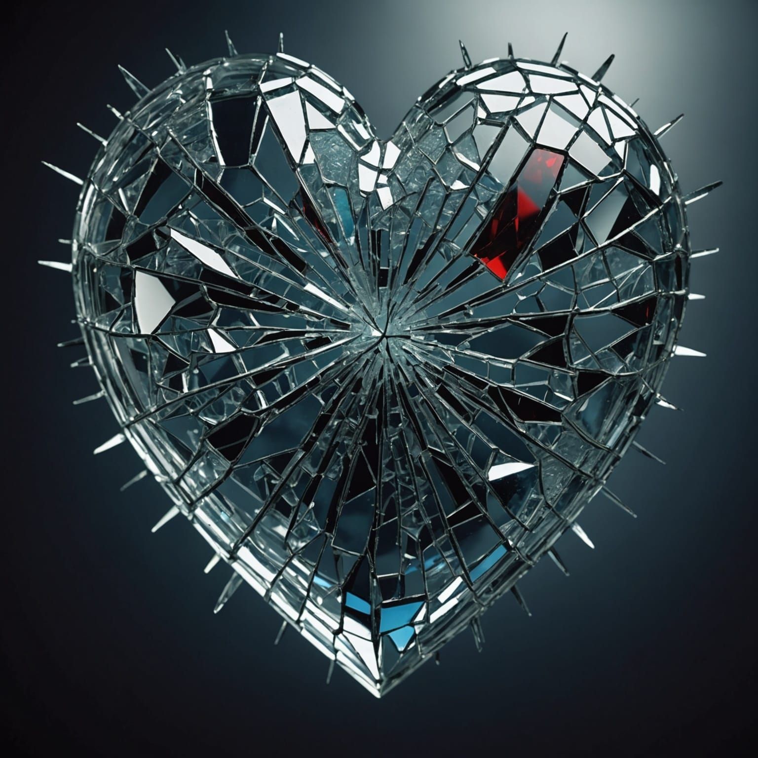 Shattered Glass Heart in Hyperrealistic Style