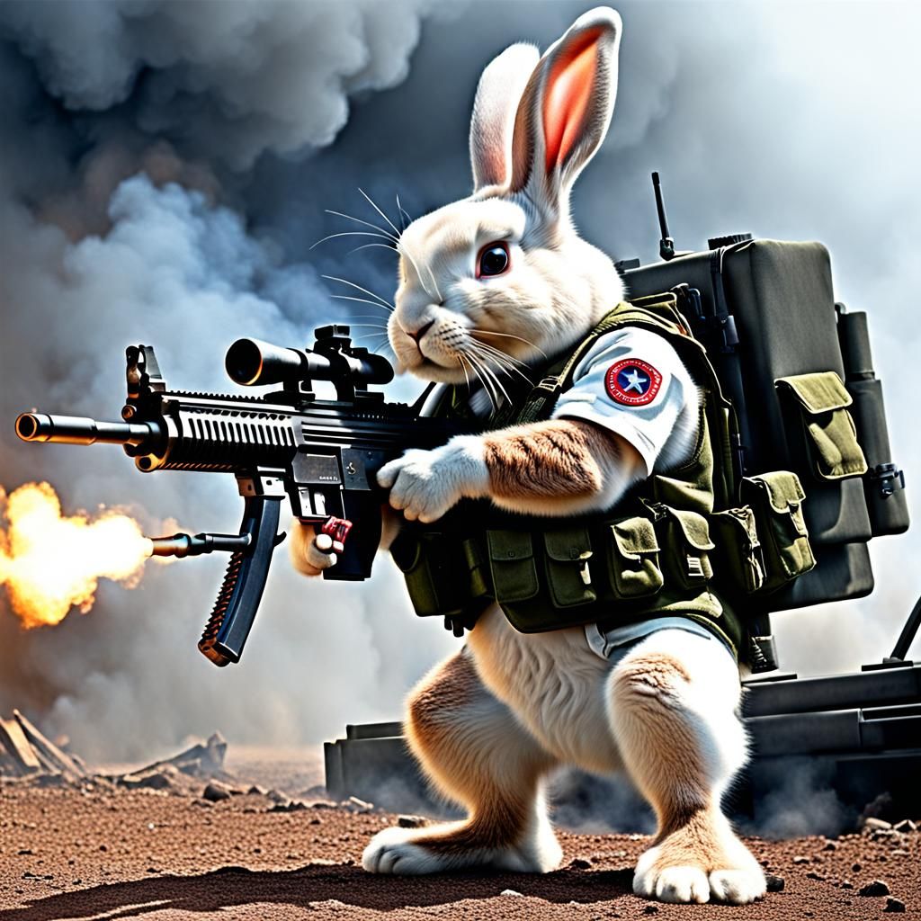 Rambo Rabbit with Machine Gun