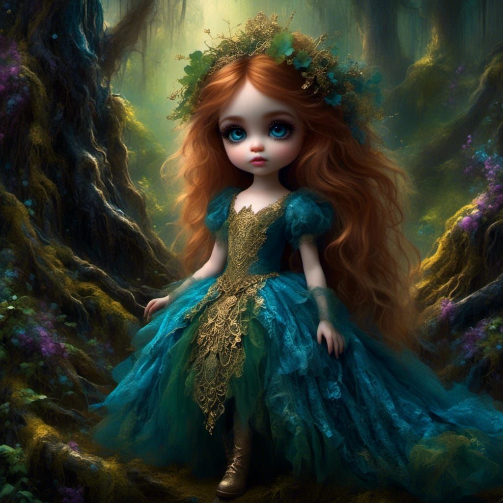 Fantasy Chibi Girl in Old Growth Forest