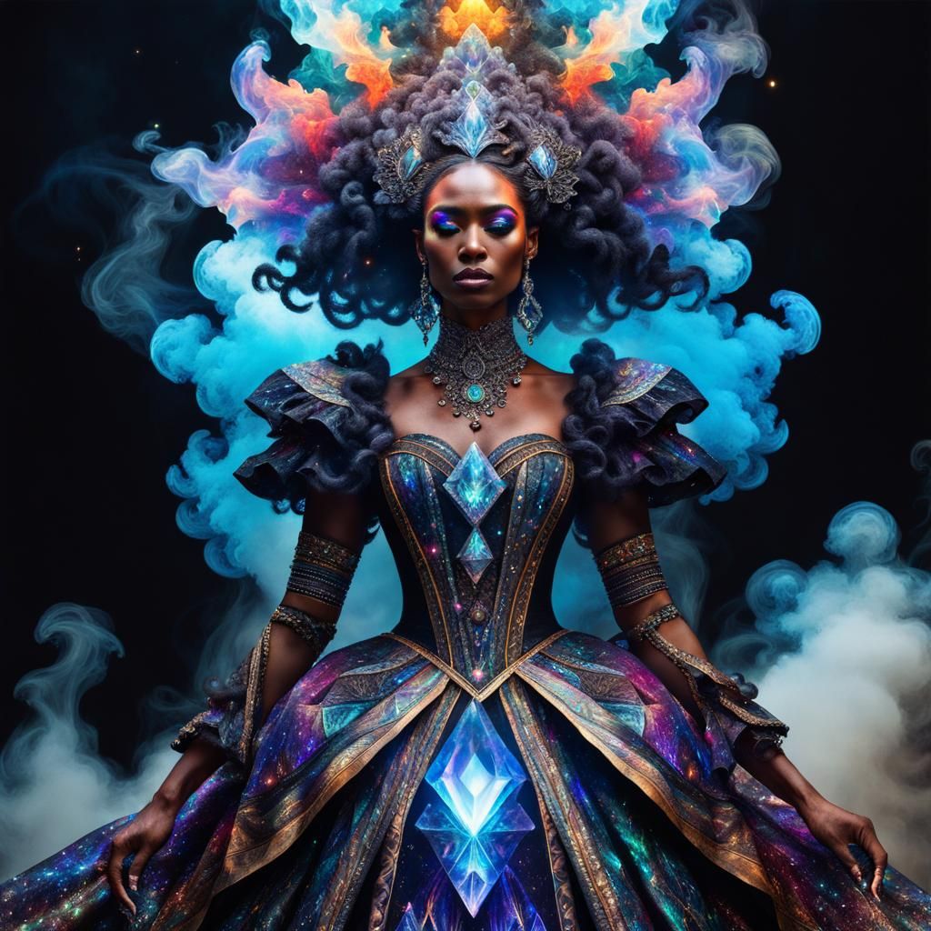 Prismatic Crystal Portrait in Fantasy Rococo Style