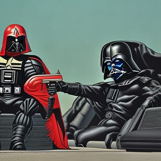 Darth Vader and Judge Dredd Relax Poolside