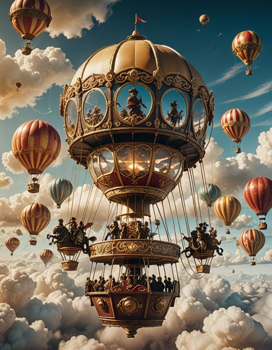 Steampunk Carousel Hangs From Hot Air Balloon