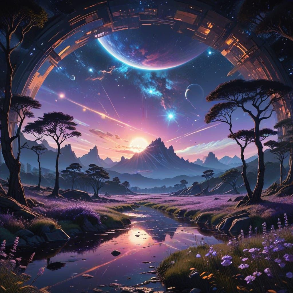 Cosmic Dreamscape in Vibrant, Swirling Nebulae