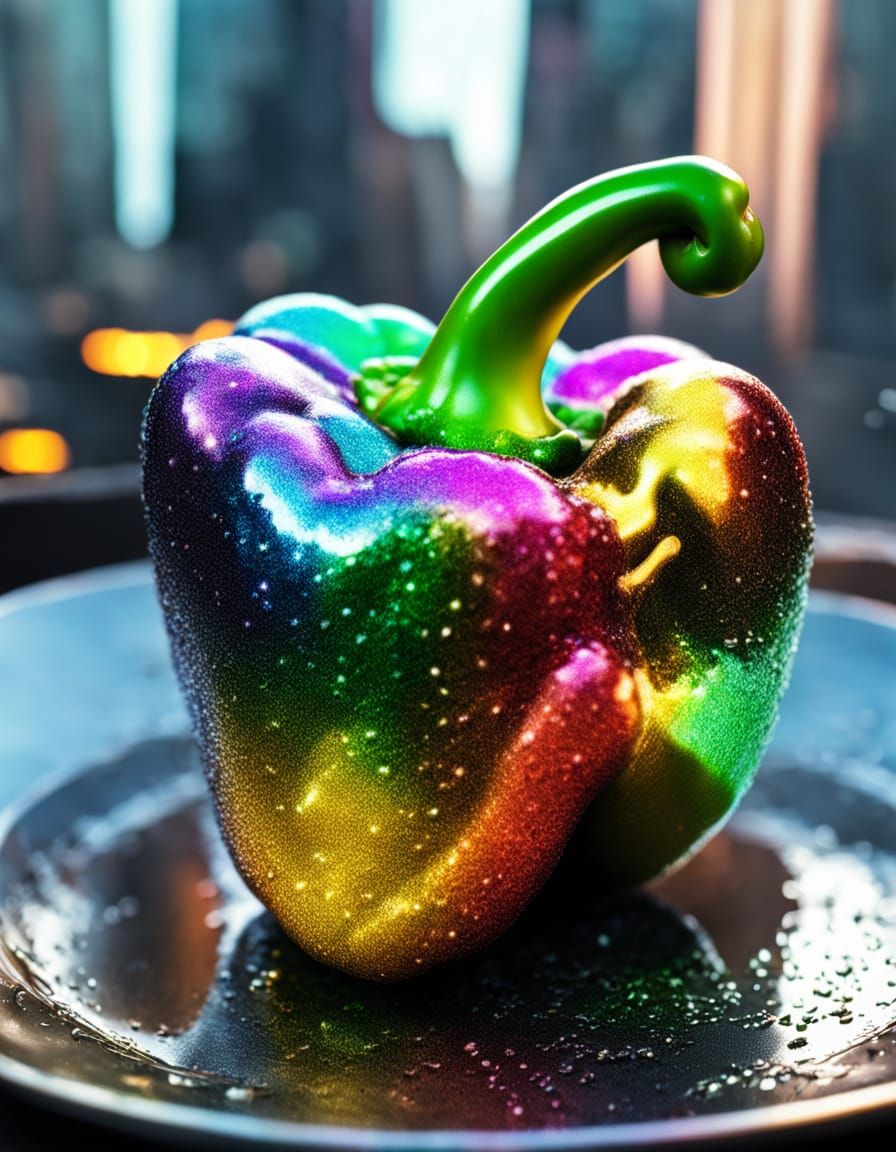 Vibrant Iron Green Pepper on City Dish