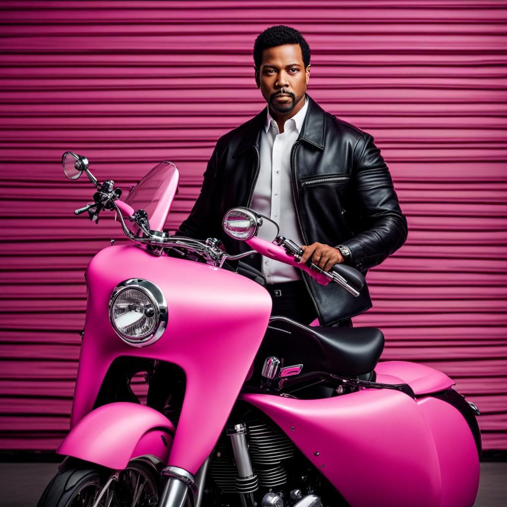 Motorcycle Courier Delivers Toys in Close-Up Portrait