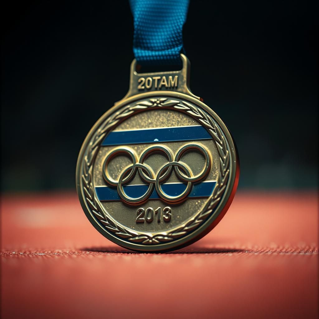 Israeli Flag Olympic Medal: Cinematic Film Still