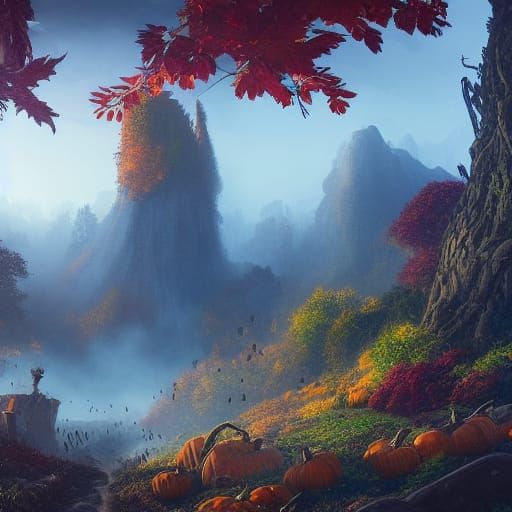 Fantastical Fall Harvest in Detailed Matte Painting