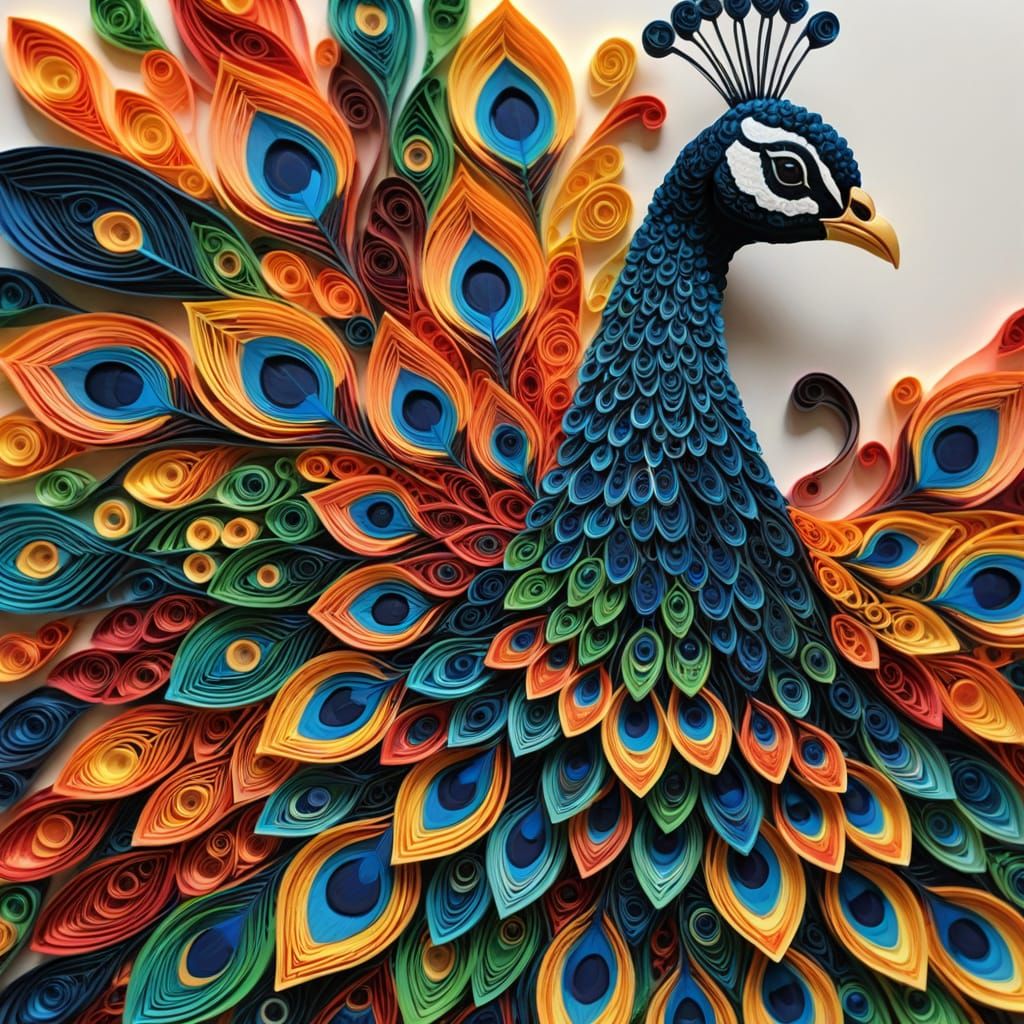 Luxurious Peacock Adorned with Intricate Quilling Design