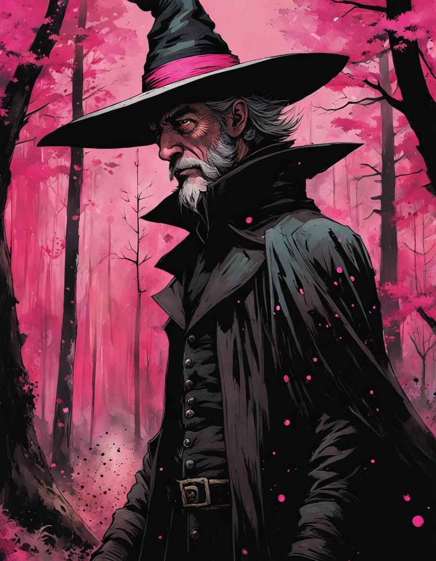 Witchy Man in Woods Graphic Novel Artwork