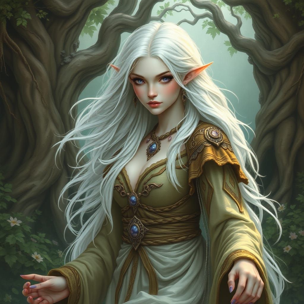 Ethereal Astral Elf Woman in Druidic Fantasy Art