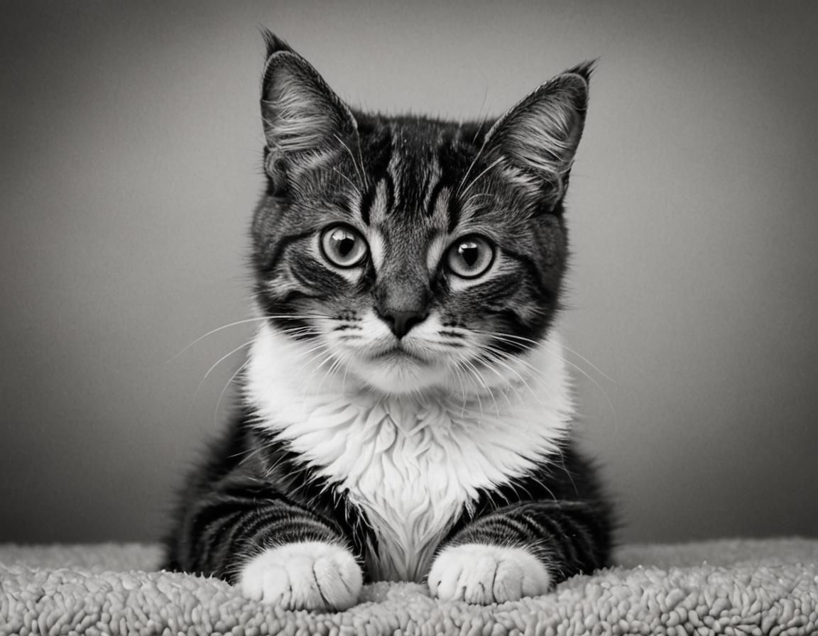 Elegant Black and White Cat Portraits