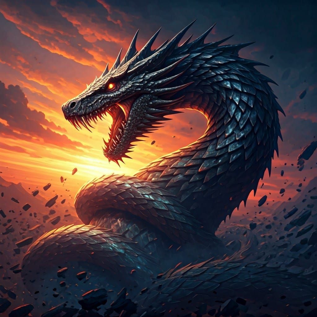 Colossal Serpentine Deity Constricting Earth