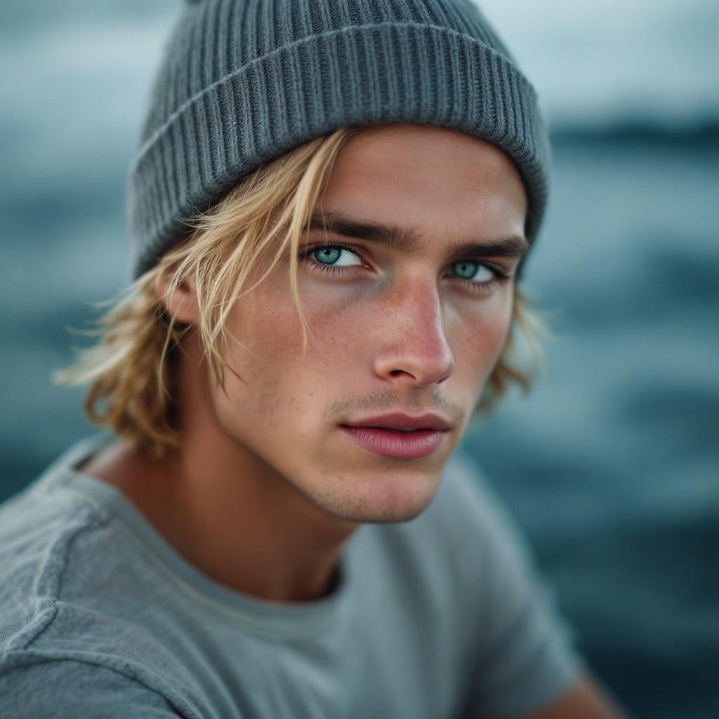 Close-up Portrait of a Beautiful Blond Man