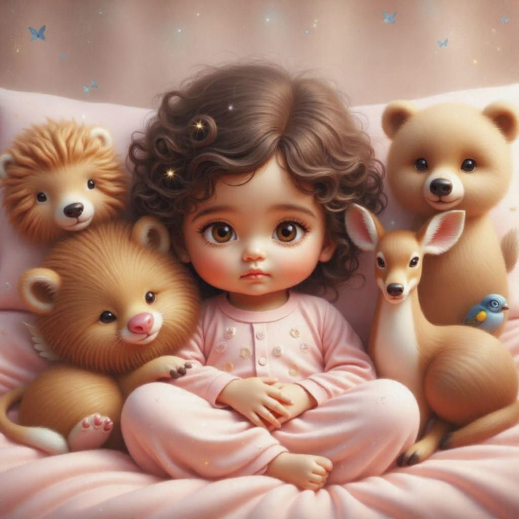 Girl Sleeps Under Watchful Animal Angels