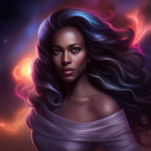 Celestial Portrait of a Woman in Space