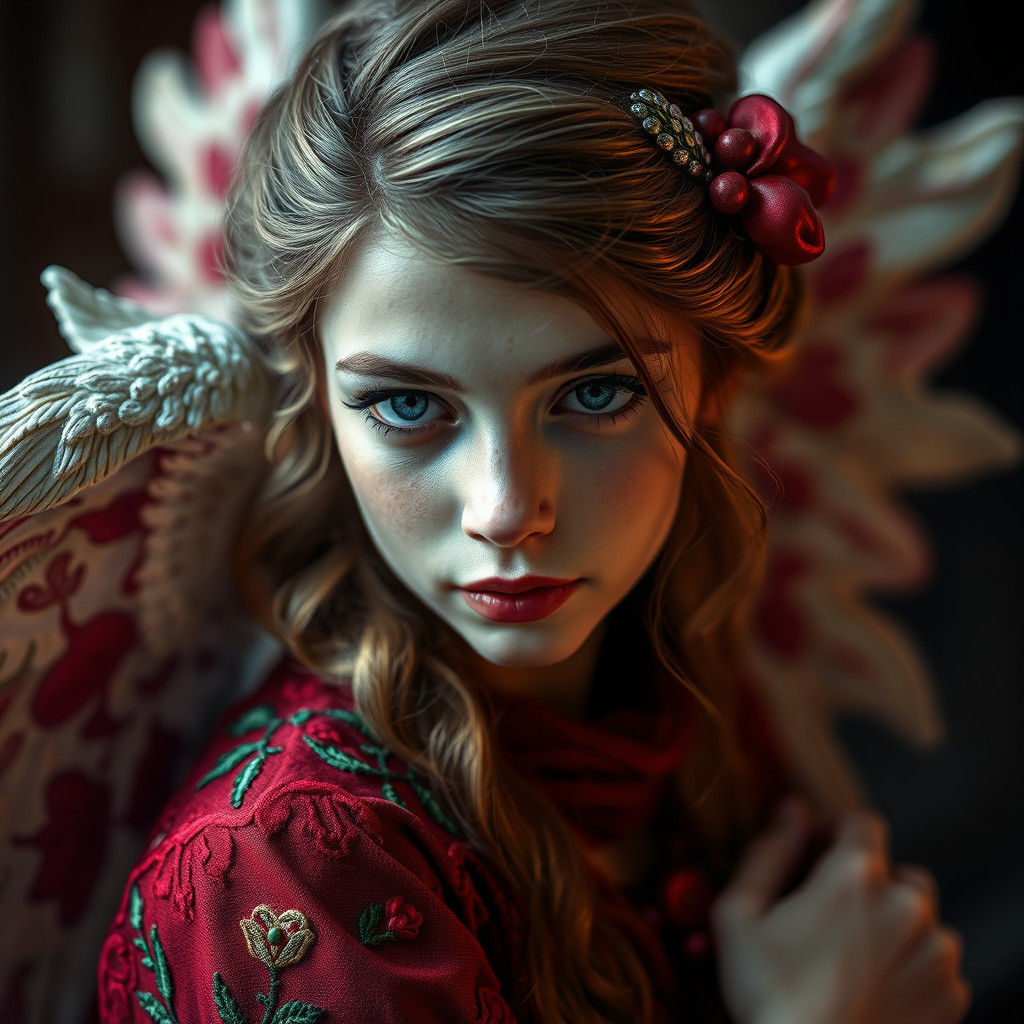 Christmas Angel Portrait in Van Gogh and Wall Style