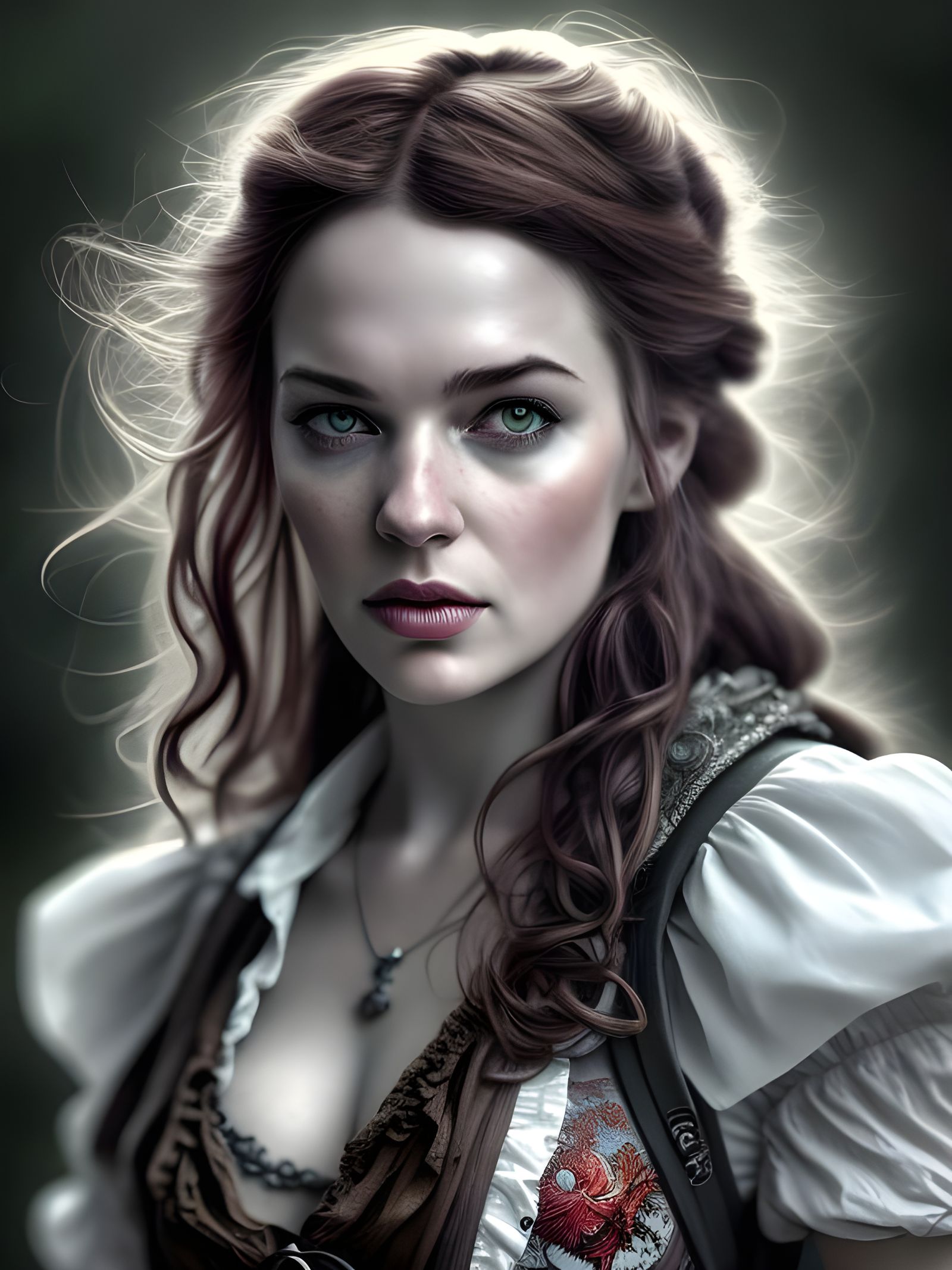 Pirate Girl Portrait in Digital Art Style