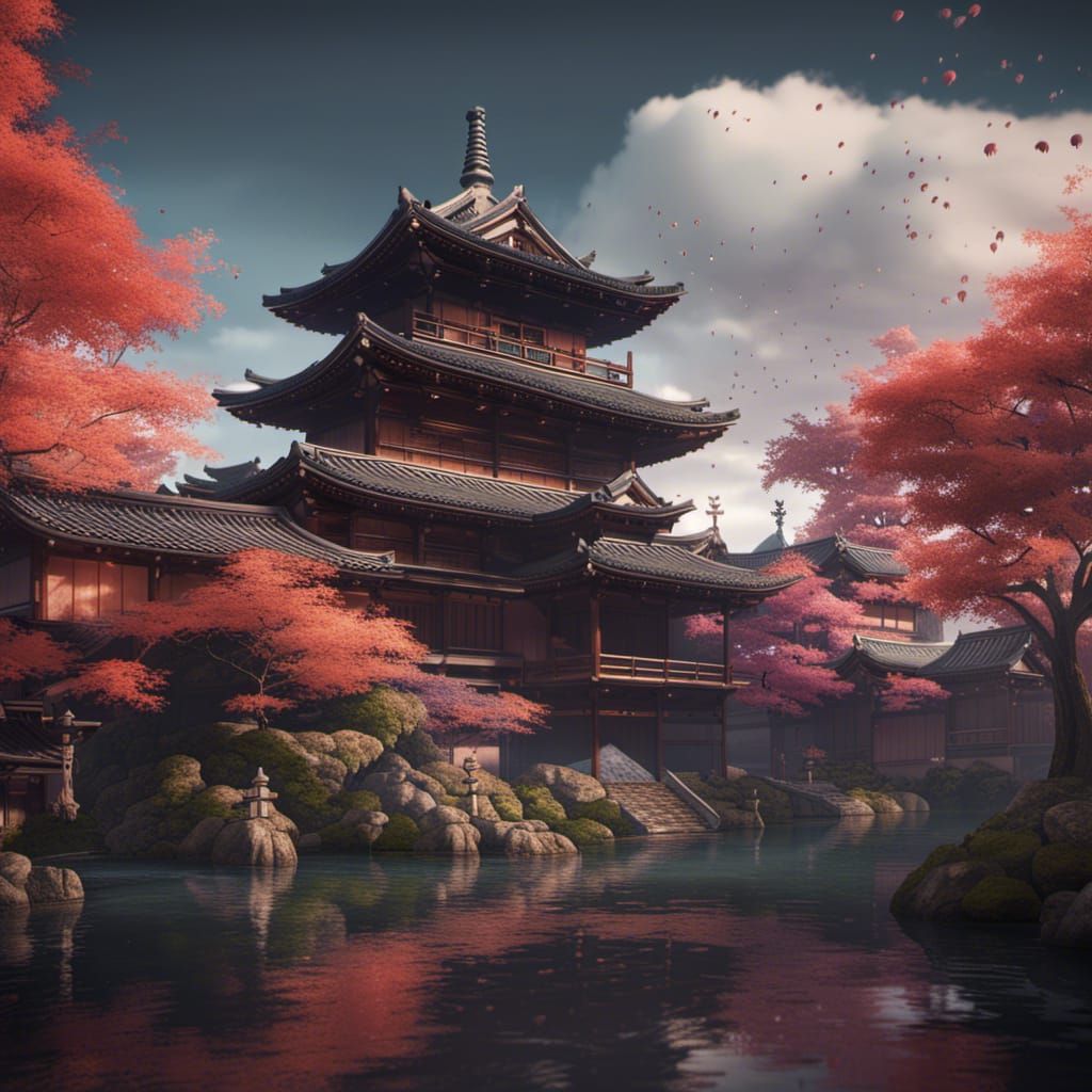 Detailed Matte Painting of Kyoto in Unreal Engine